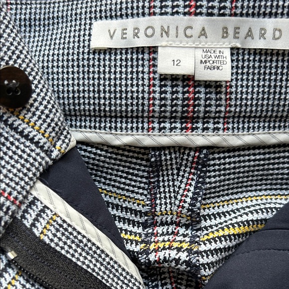 Veronica Beard Navy Plaid Pants with Subtle Red Stripes - Picture 2 of 9